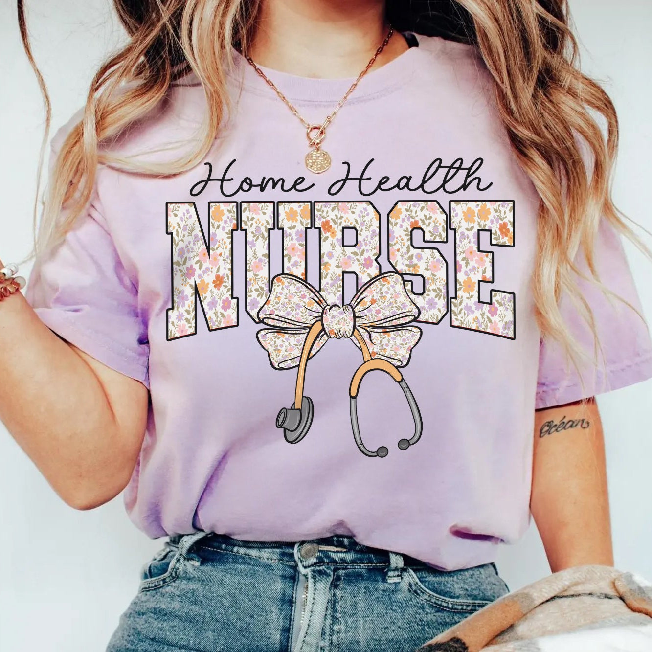 Home Health Nurse Bow T-Shirt