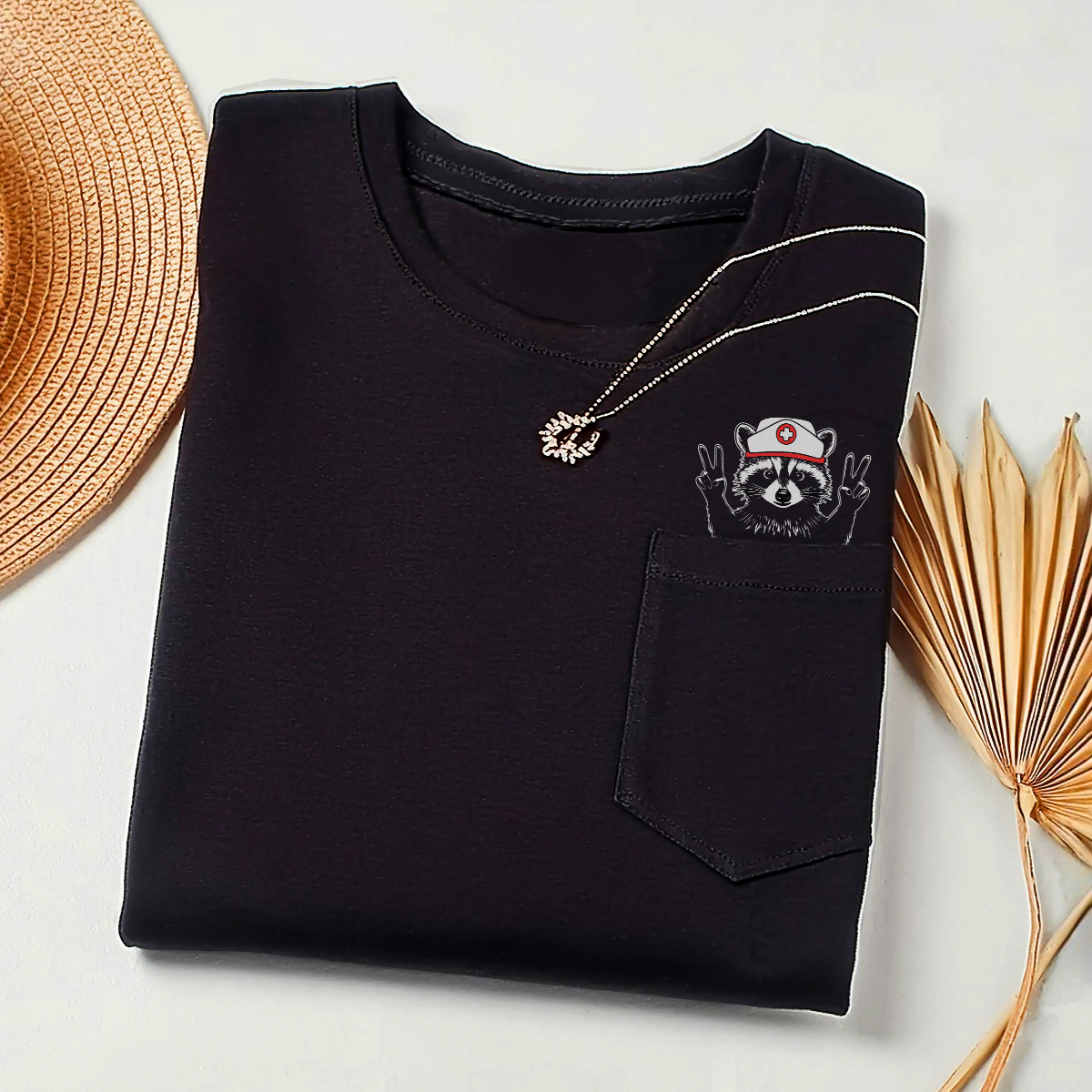 Raccoon Nurse Pocket T-Shirt