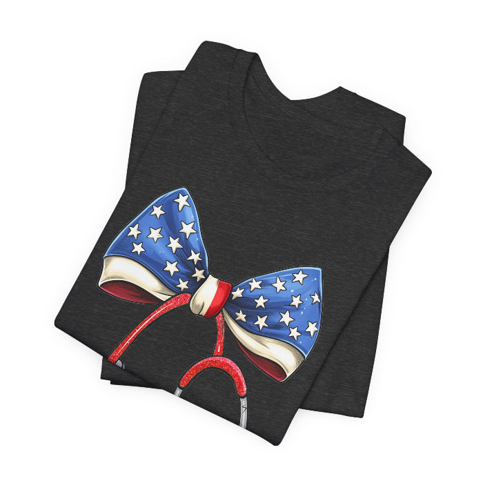 July 4th Stethoscope Bow T-Shirt