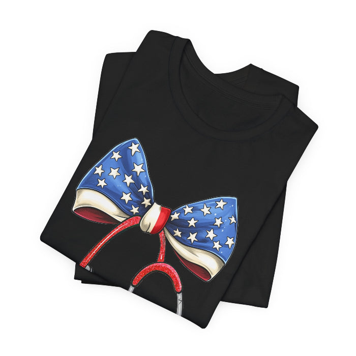 July 4th Stethoscope Bow T-Shirt