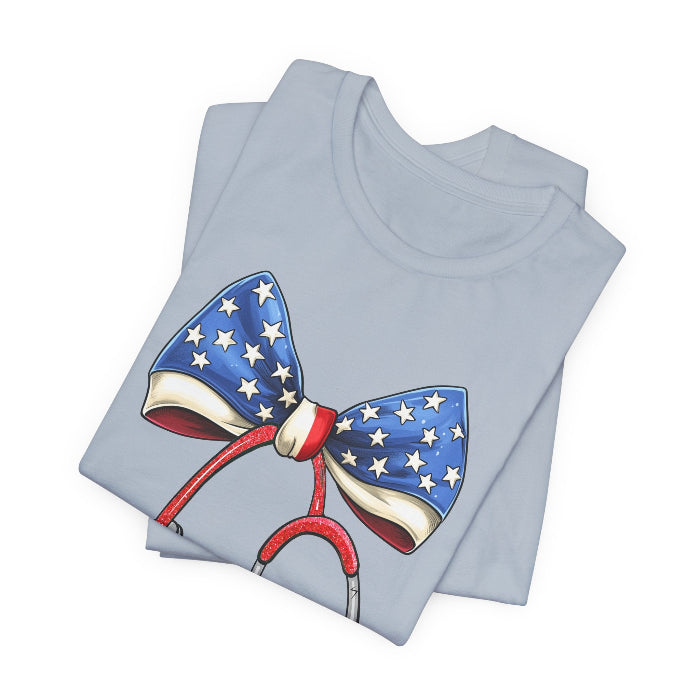 July 4th Stethoscope Bow T-Shirt
