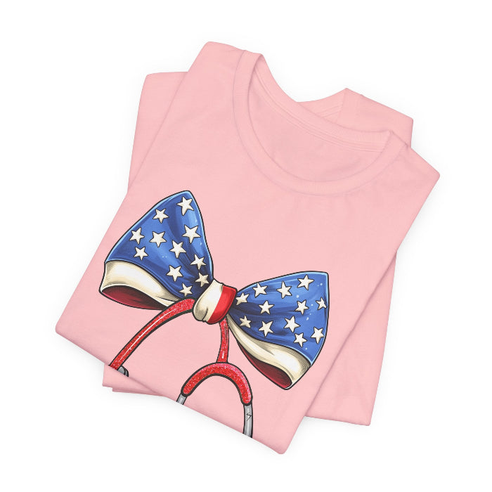 July 4th Stethoscope Bow T-Shirt