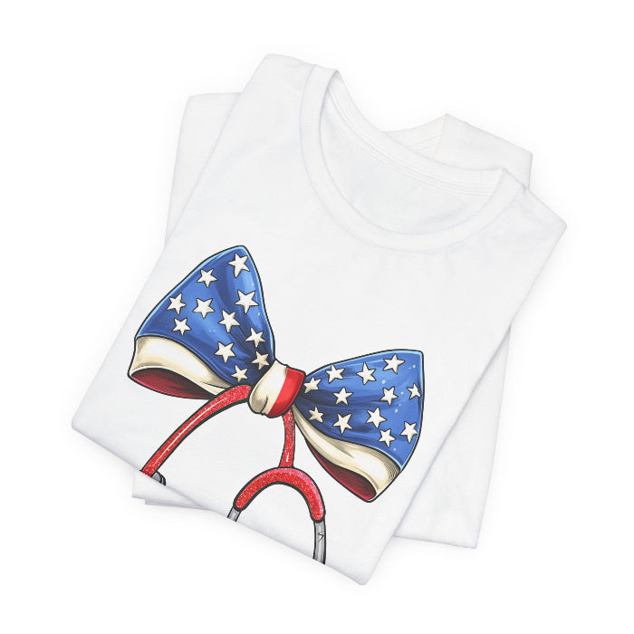 July 4th Stethoscope Bow T-Shirt
