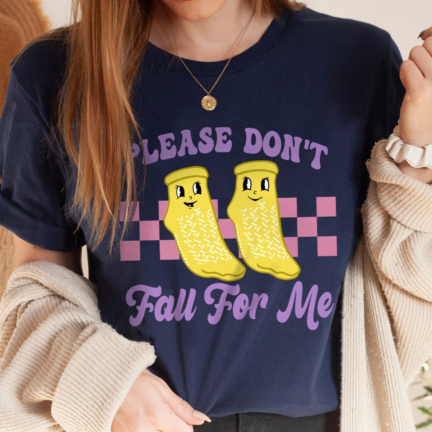 Don't Fall For Me Yellow Grippy Socks T-Shirt