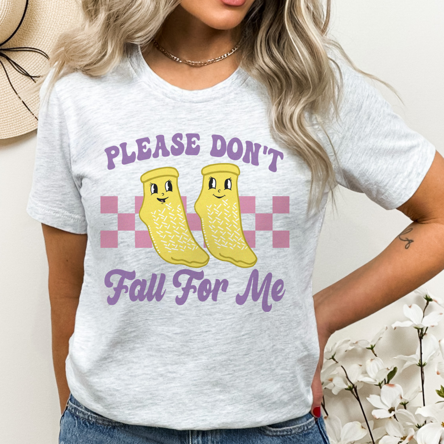 Don't Fall For Me Yellow Grippy Socks T-Shirt