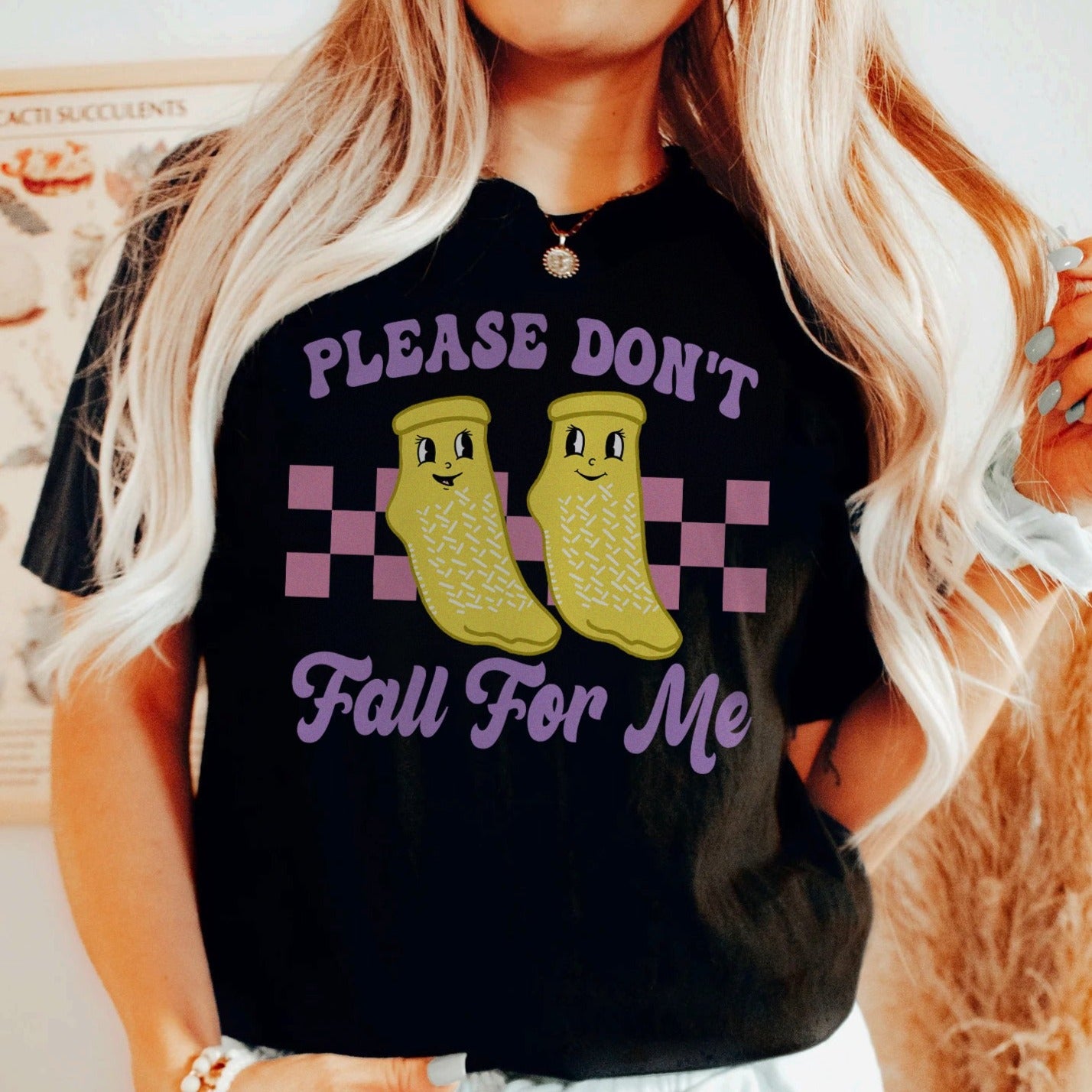 Don't Fall For Me Yellow Grippy Socks T-Shirt
