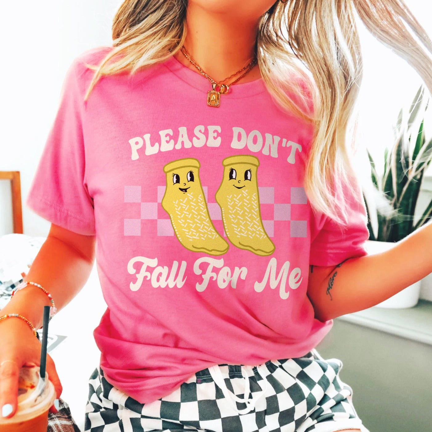 Don't Fall For Me Yellow Grippy Socks T-Shirt