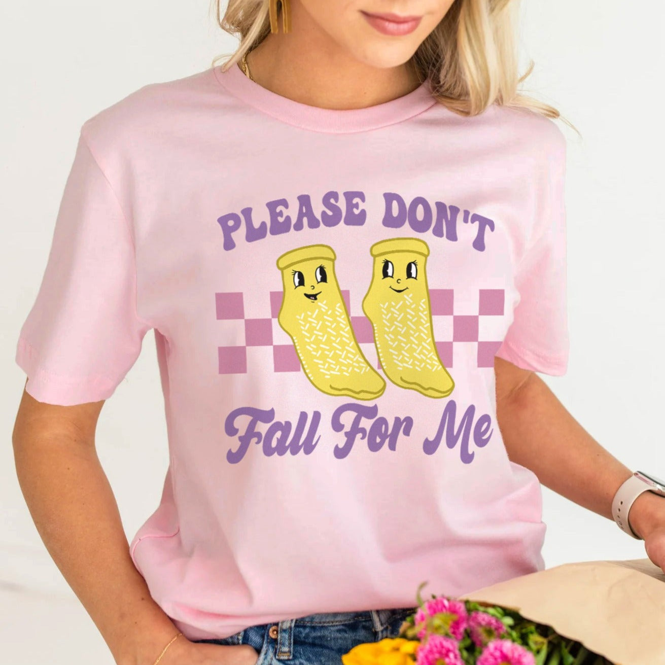 Don't Fall For Me Yellow Grippy Socks T-Shirt