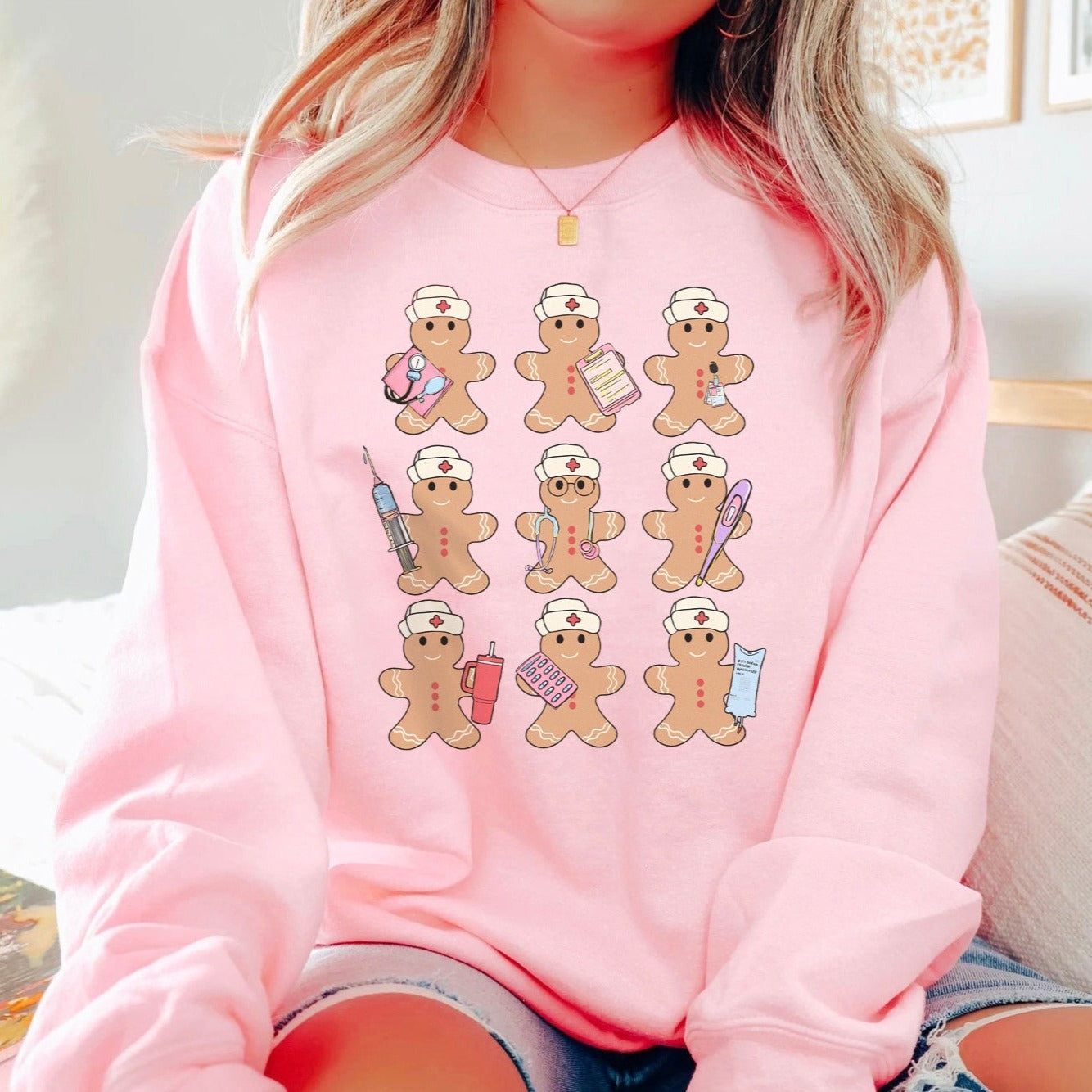 Gingerbread Nurses in a Row Sweatshirt