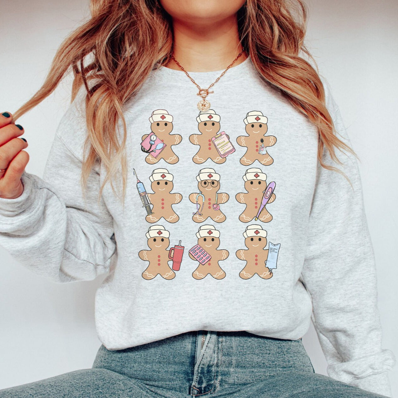 Gingerbread Nurses in a Row Sweatshirt