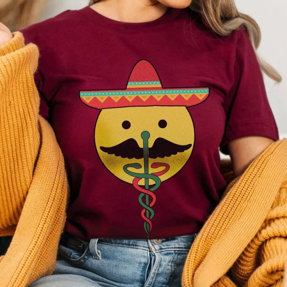 Cinco De Mayo Caduceus Face T-Shirt