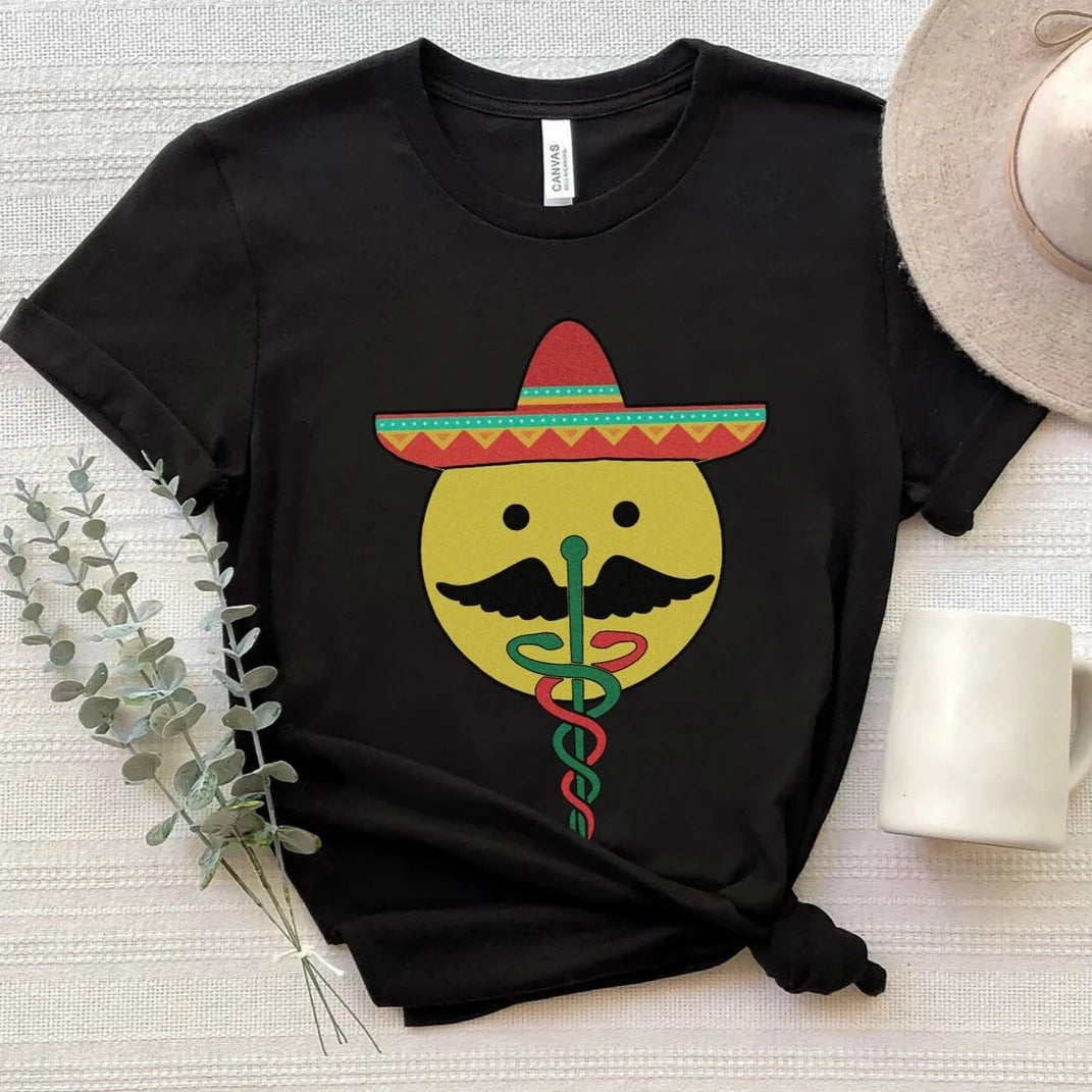 Cinco De Mayo Caduceus Face T-Shirt