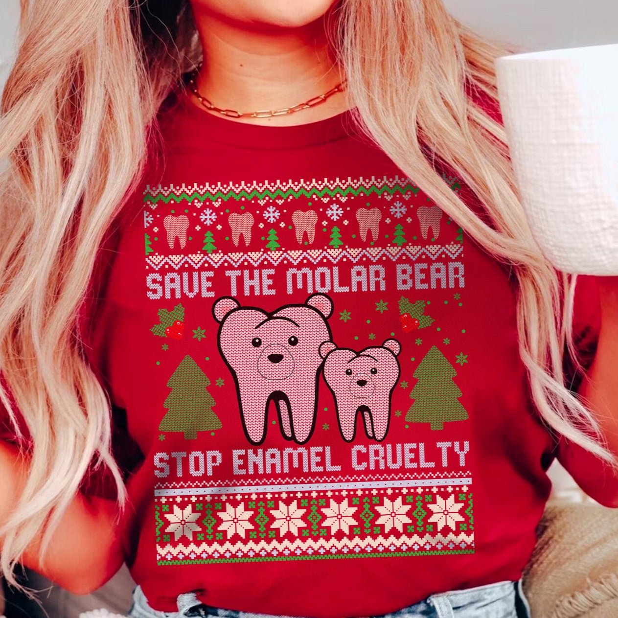 Save the Molar Bear Ugly Christmas T-Shirt