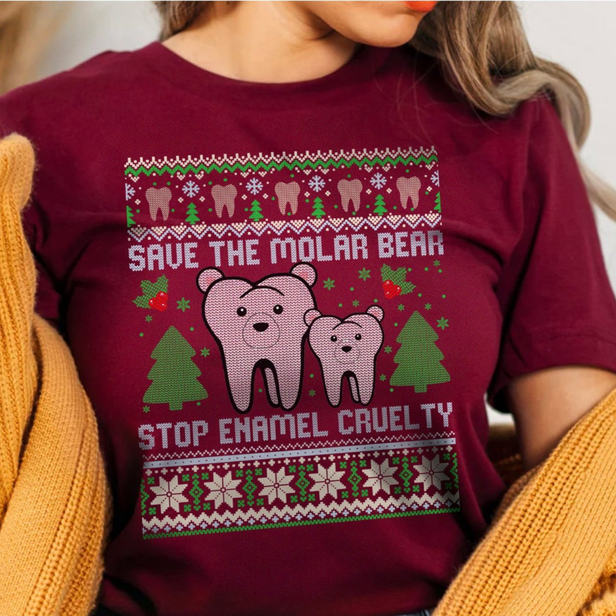 Save the Molar Bear Ugly Christmas T-Shirt