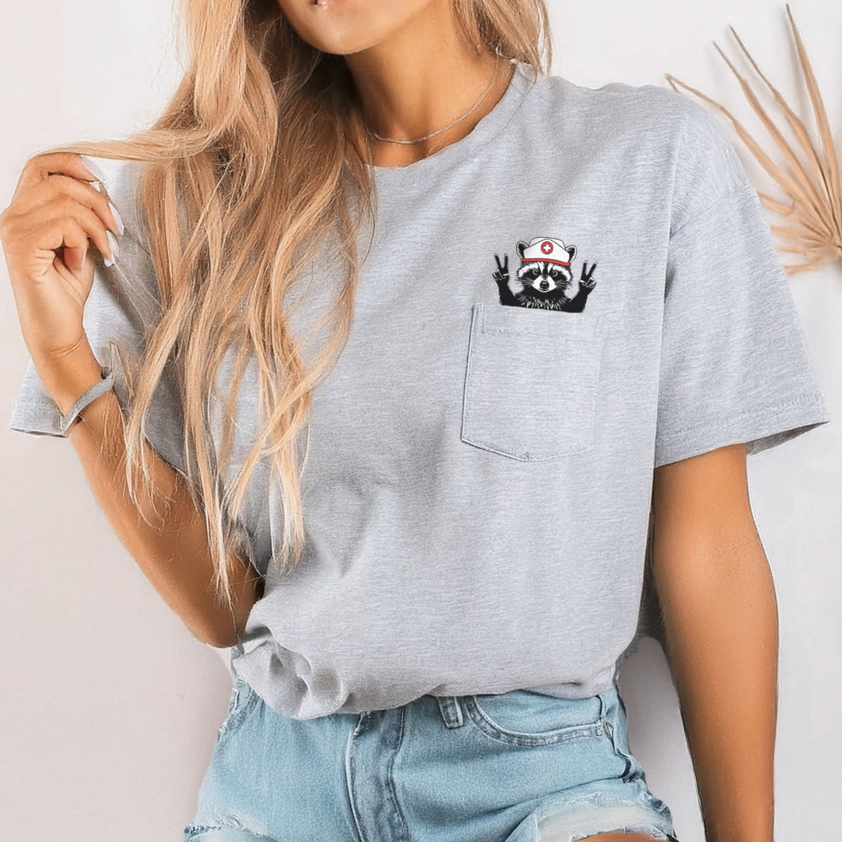 Raccoon Nurse Pocket T-Shirt