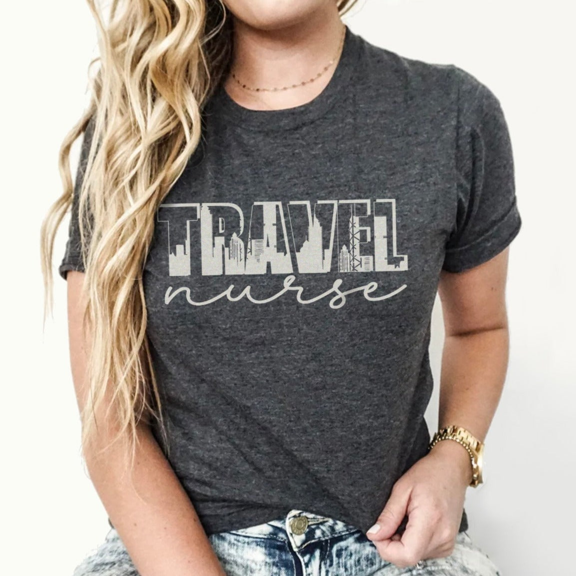 Travel Nurse Skyline Silhouette T-Shirt