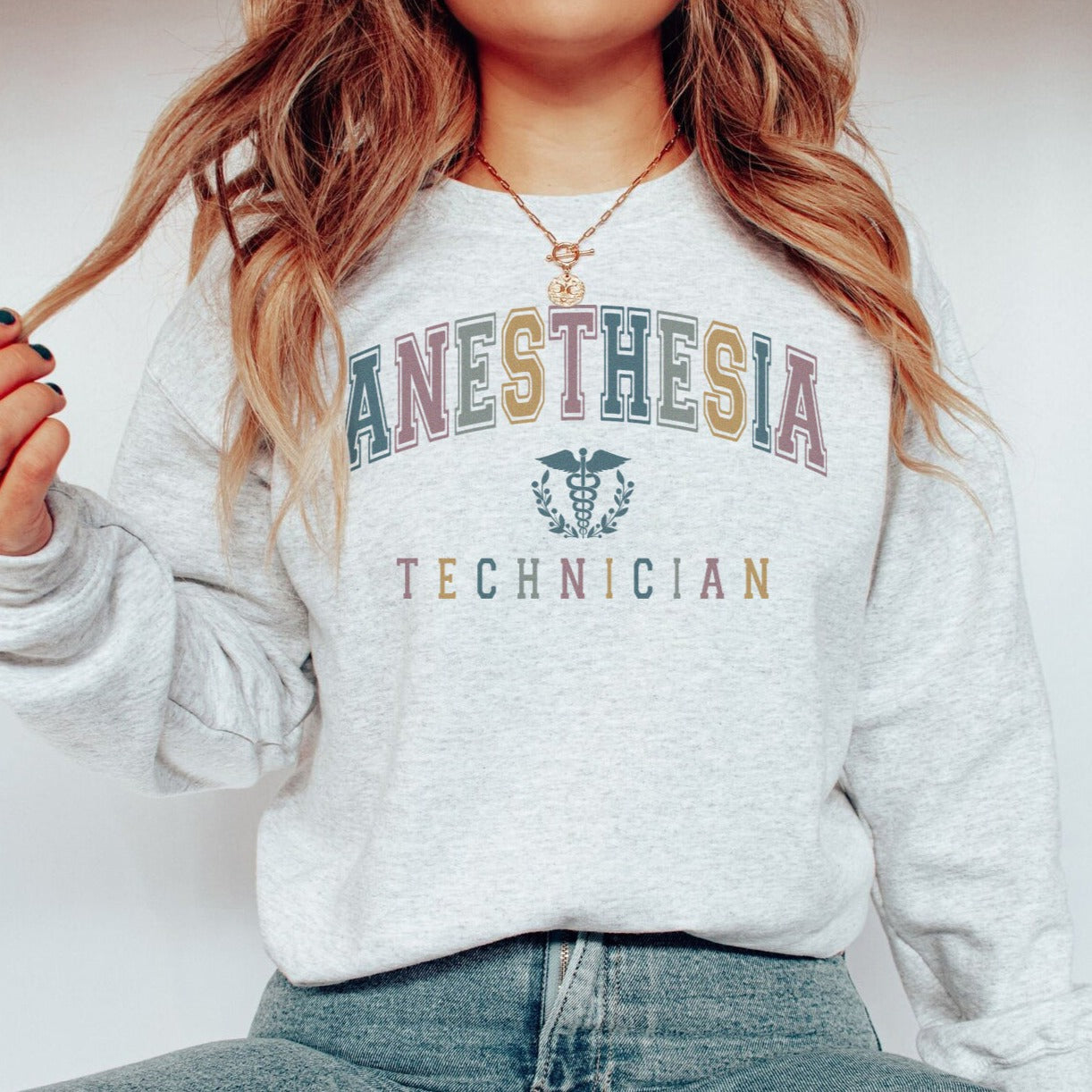 Colorful Varsity Anesthesia Tech Sweatshirt