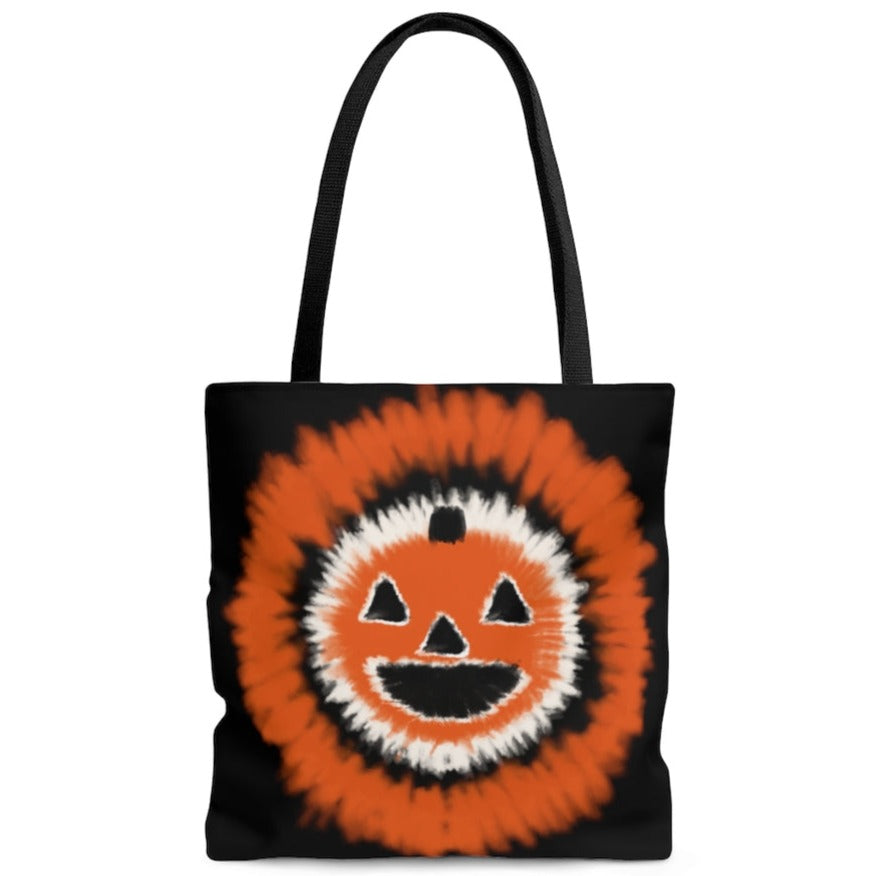 Tie Dye Effect Jack-o-lantern Canvas Tote Bag