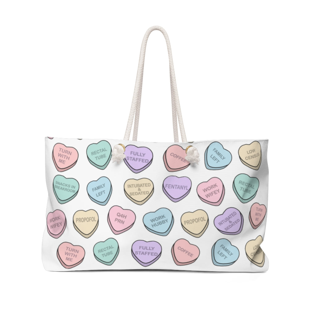 ICU Nurse Conversation Hearts Weekender Tote Bag