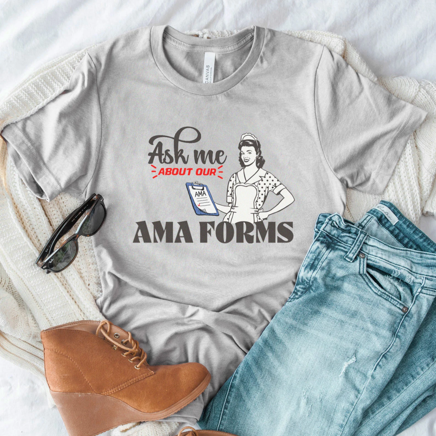 Ask Me About Our AMA Forms Retro T-Shirt