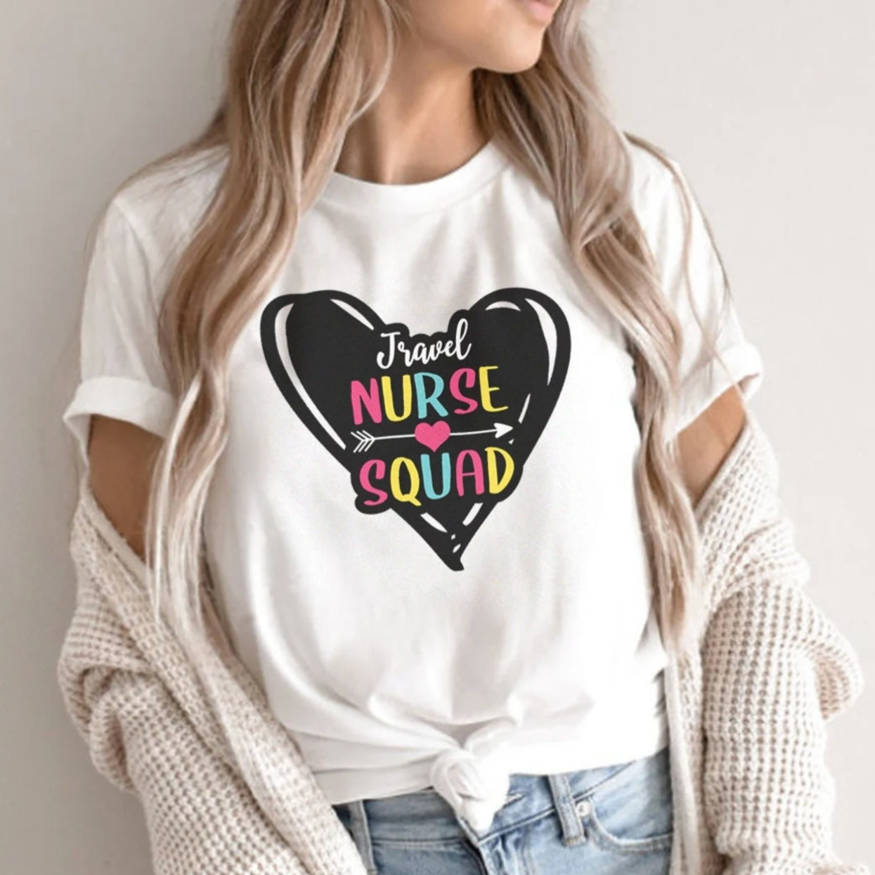 Travel Nurse Squad in Heart T-Shirt