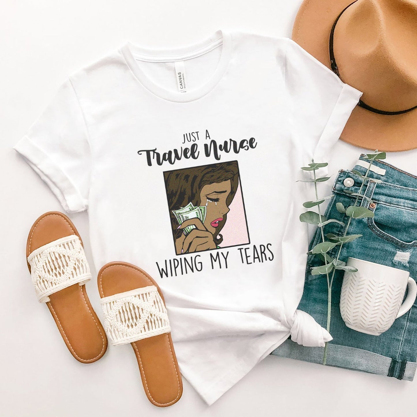 Travel Nurse Wiping My Tears T-Shirt - Melanin Edition