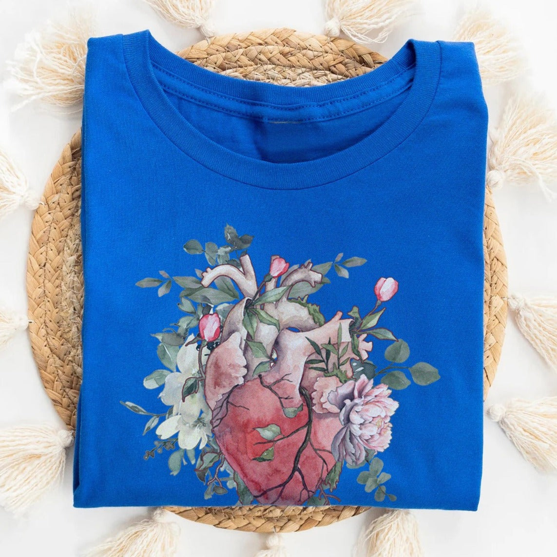 Watercolor Floral Anatomical Heart T-Shirt