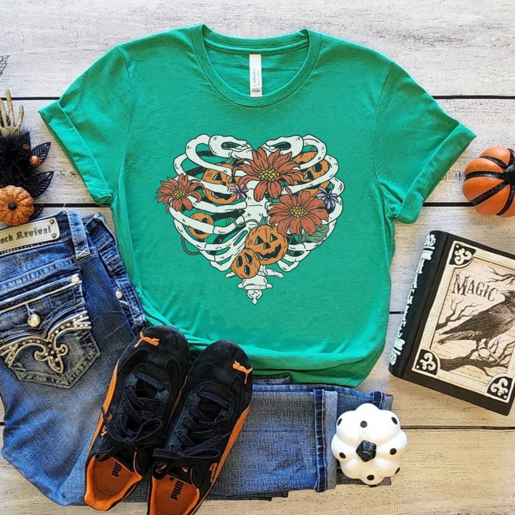 Halloween Floral Rib Cage T-Shirt
