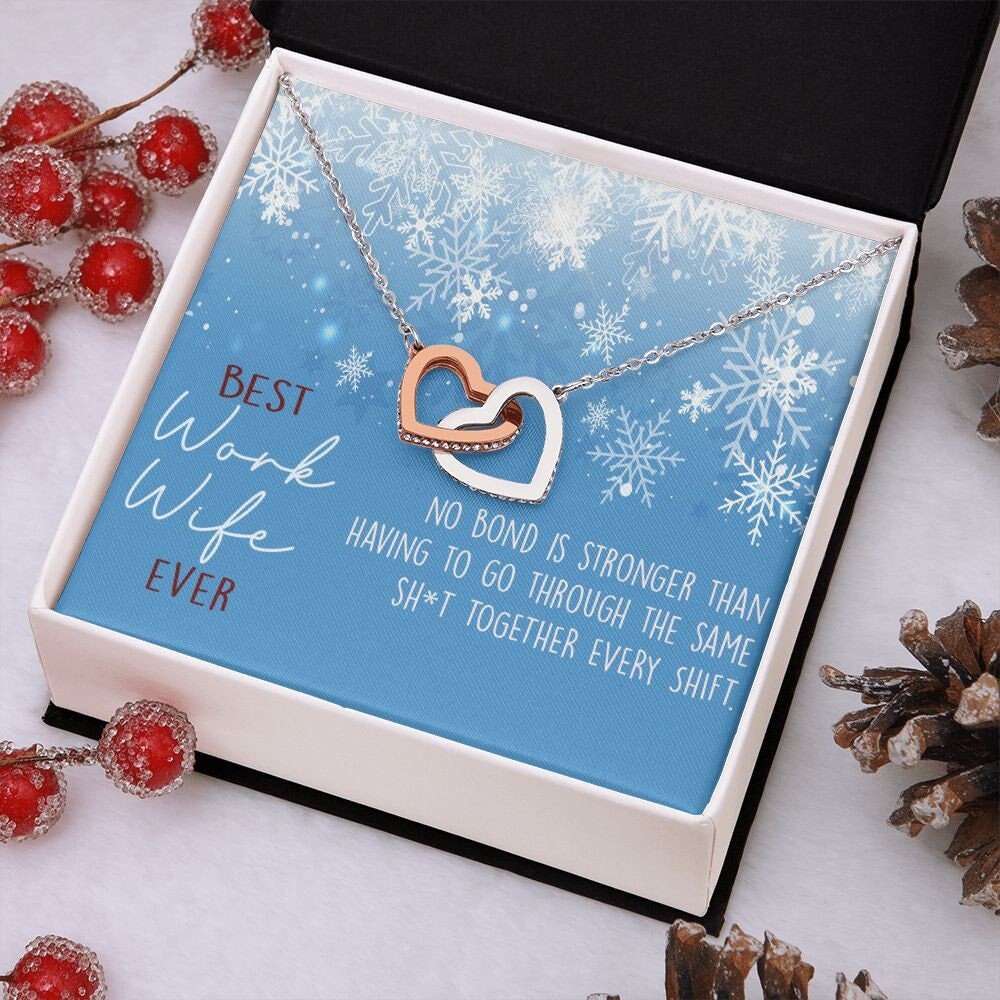Best Work Wife Ever Christmas Hearts Necklace