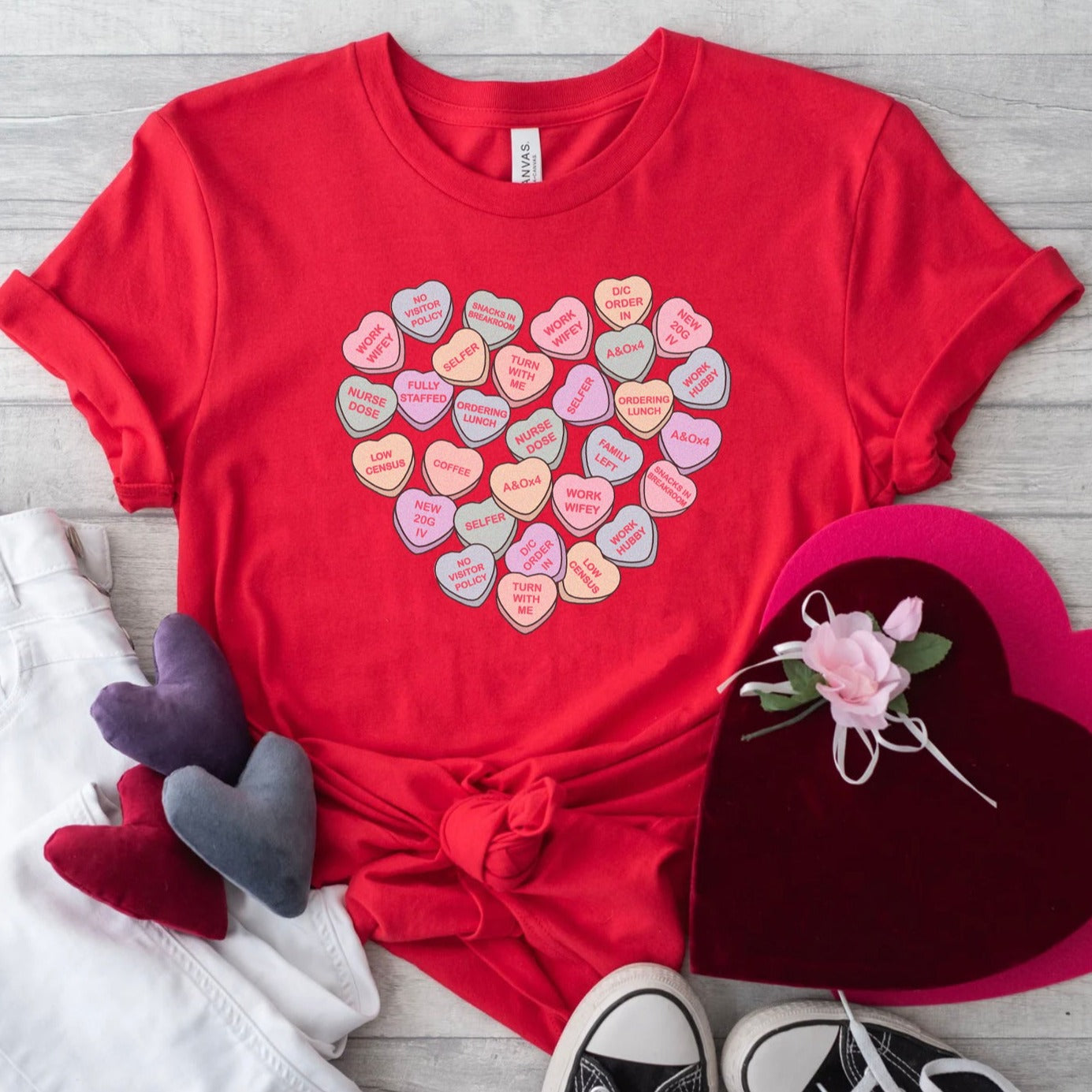 Med Surg Nurse Conversation Hearts T-Shirt