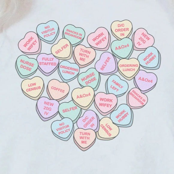 Med Surg Nurse Conversation Hearts T-Shirt