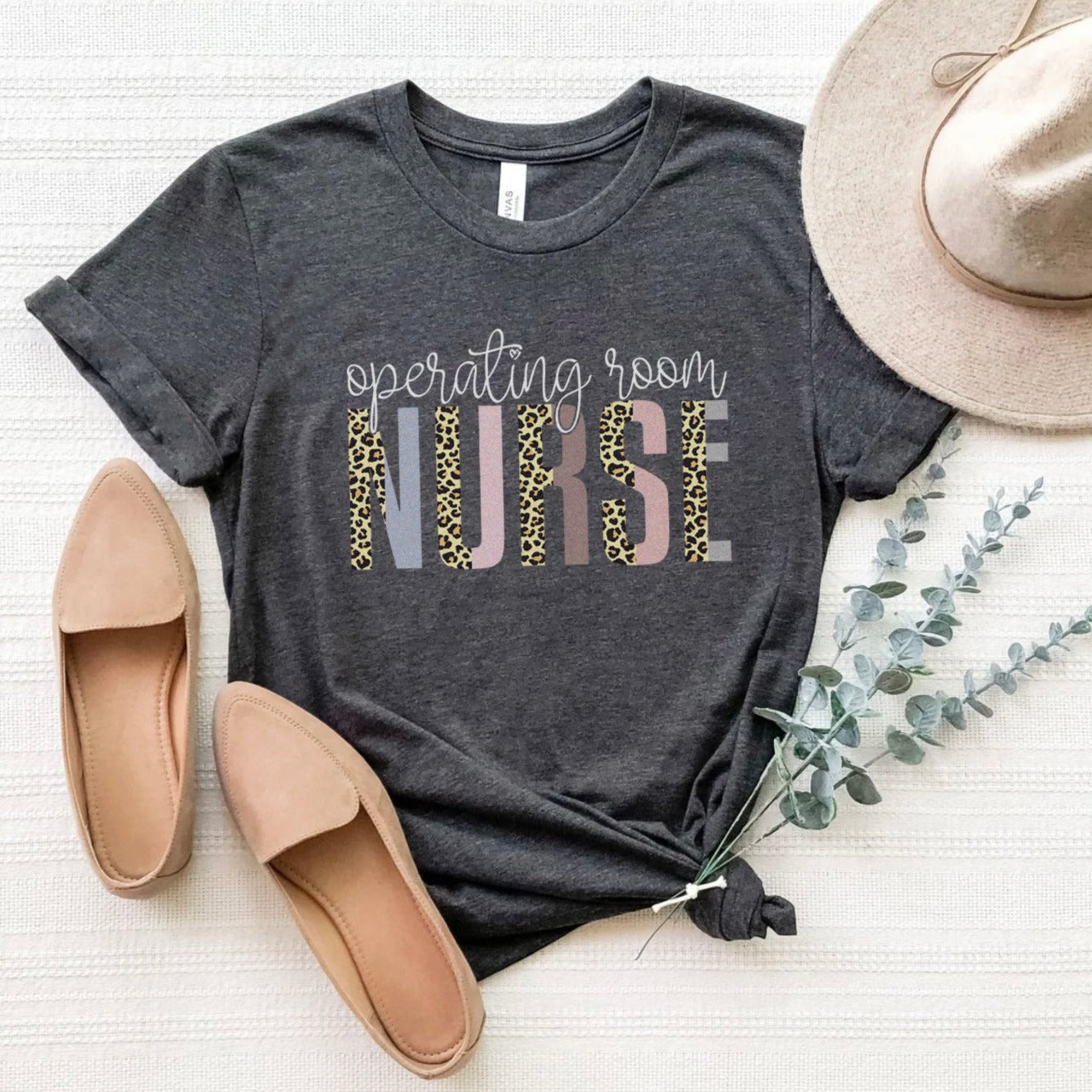 OR Nurse Leopard Text T-Shirt