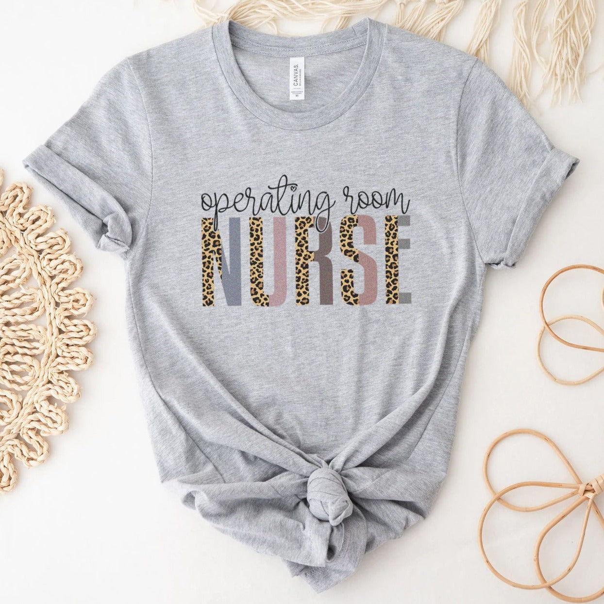 OR Nurse Leopard Text T-Shirt