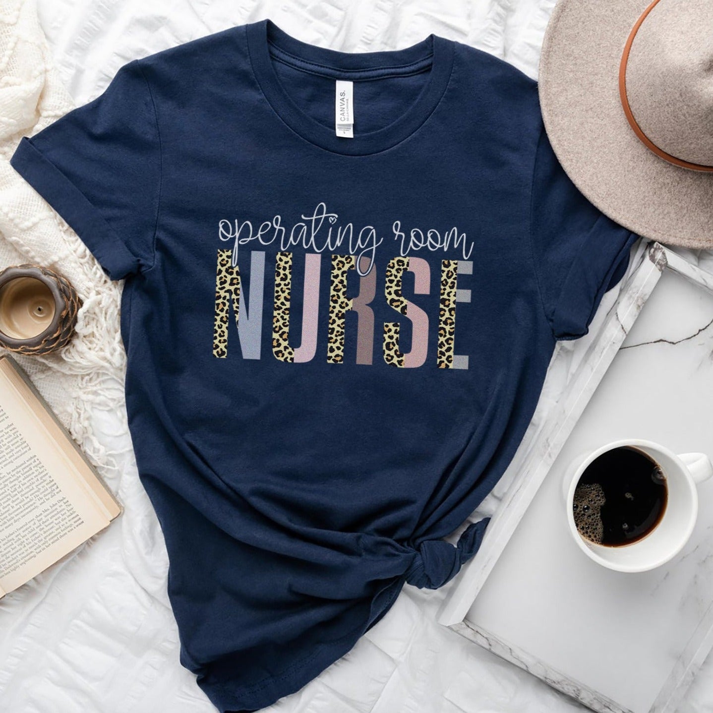 OR Nurse Leopard Text T-Shirt