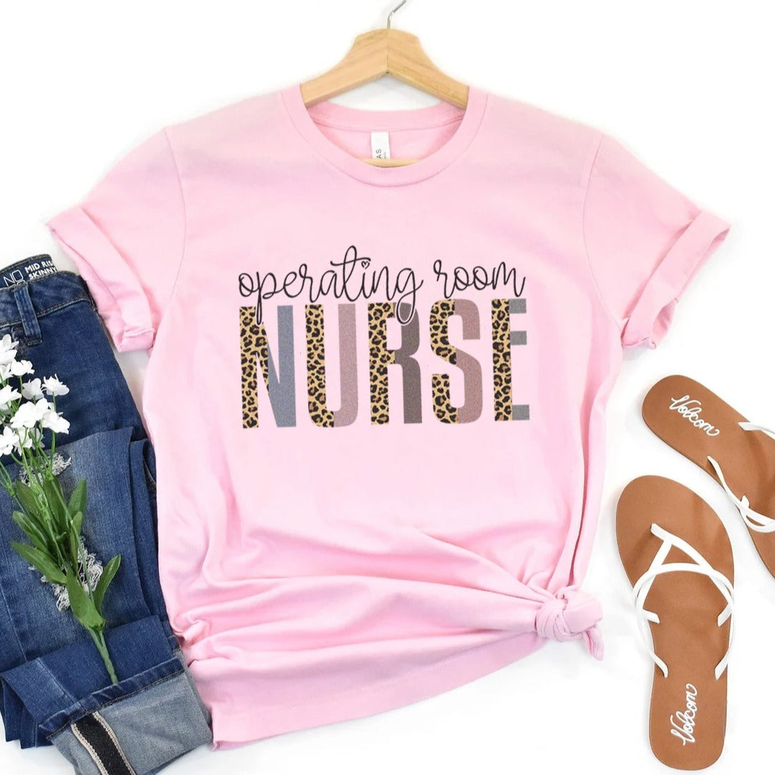 OR Nurse Leopard Text T-Shirt