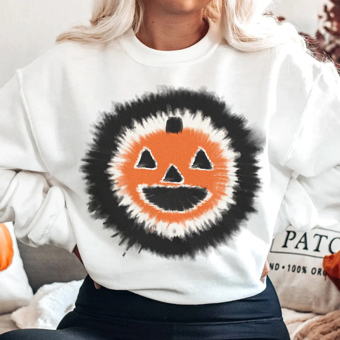 Tie Dye Effect Jack-O-Lantern Sweatshirt