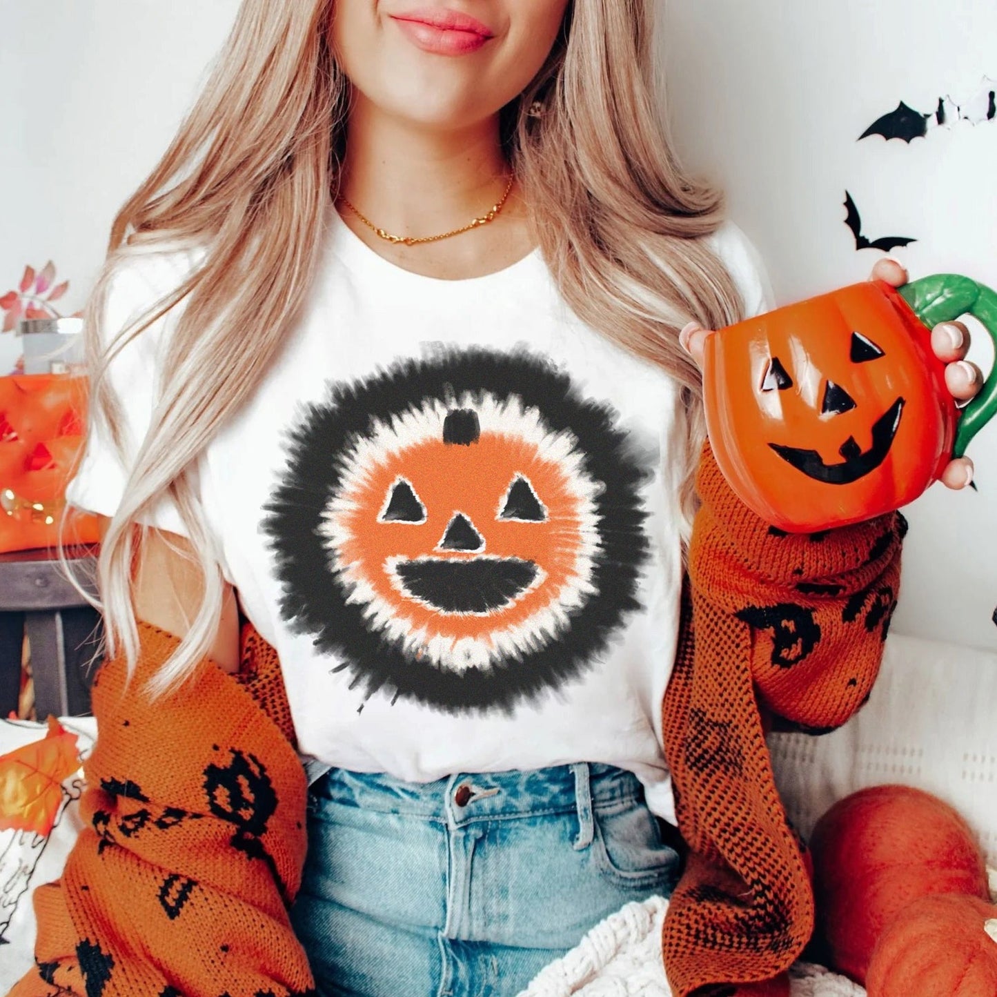 Tie Dye Effect Jack-o-lantern T-Shirt