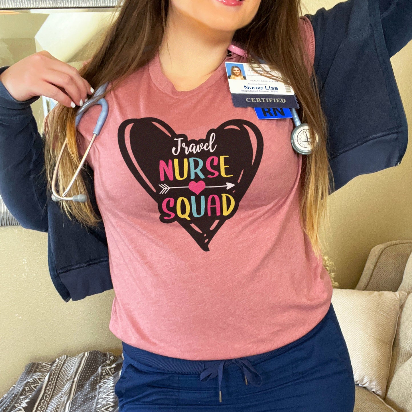 Travel Nurse Squad in Heart T-Shirt