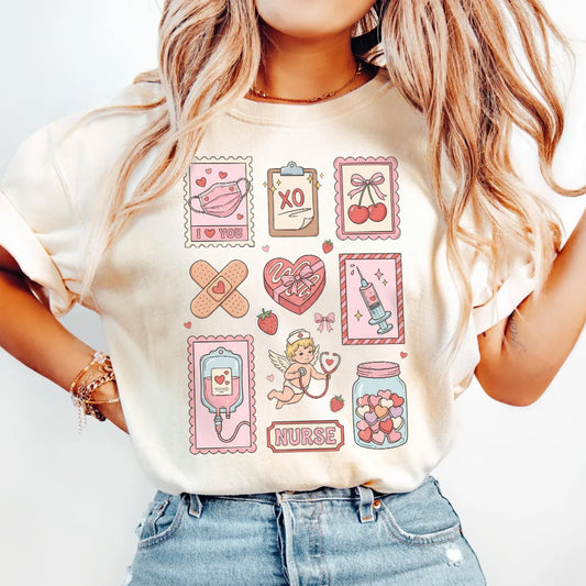 Valentine Nurse Icons T-Shirt