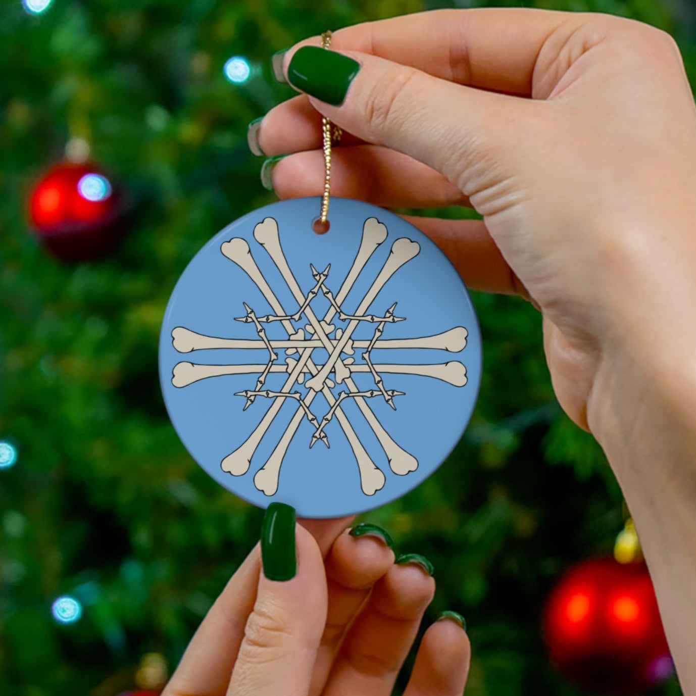 Bones Snowflake Ceramic Ornament