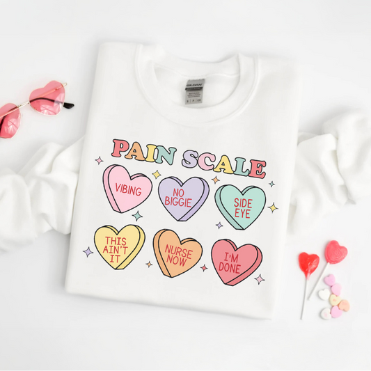 Candy Hearts Pain Scale Sweatshirt