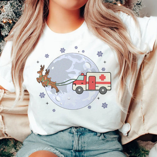 Ambulance Christmas Sleigh T-Shirt