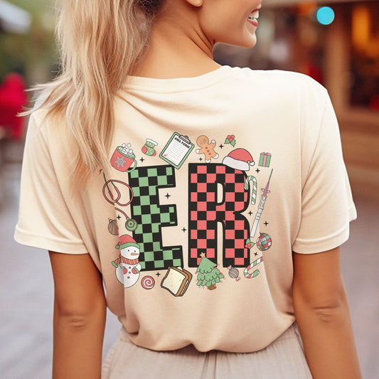 Checkered ER Christmas T-Shirt