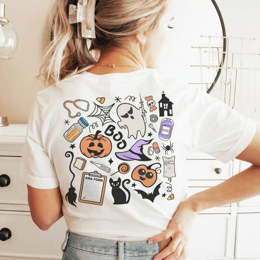 Halloween ER Doodles (Back Design) T-Shirt