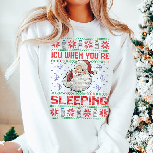 ICU When You're Sleeping Ugly Christmas Sweater