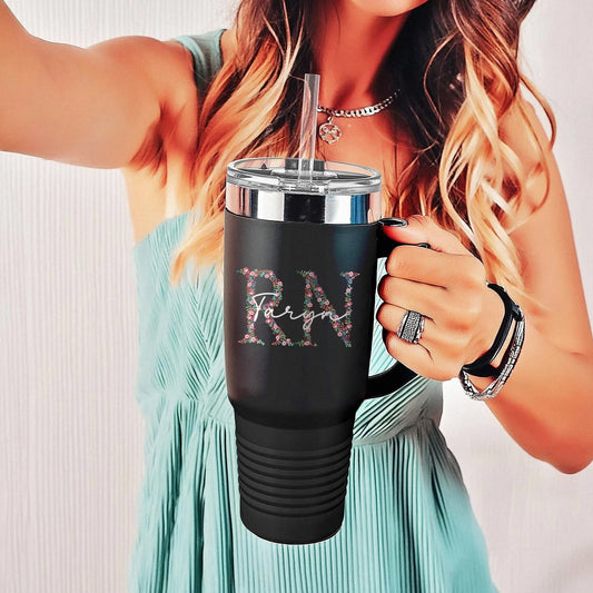 Custom Floral RN 40 oz. Insulated Tumbler