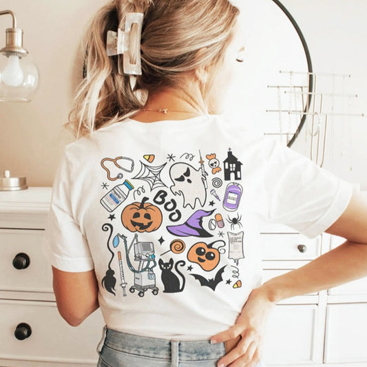 Halloween ICU Doodles (Back Design) T-Shirt
