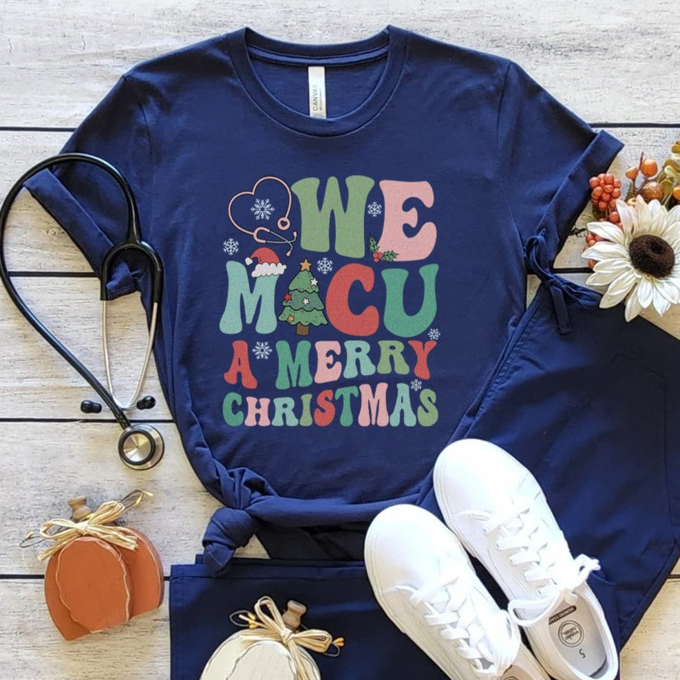 Retro We MICU Nurse Christmas T-Shirt