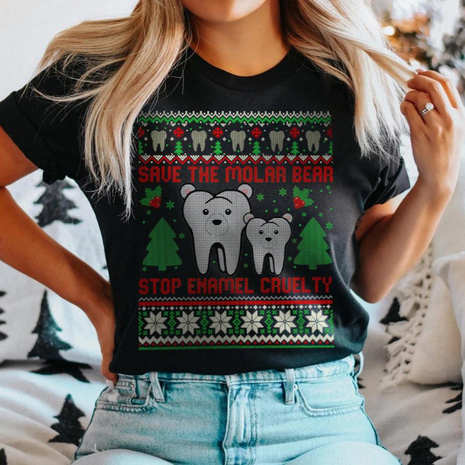 Save the Molar Bear Ugly Christmas T-Shirt