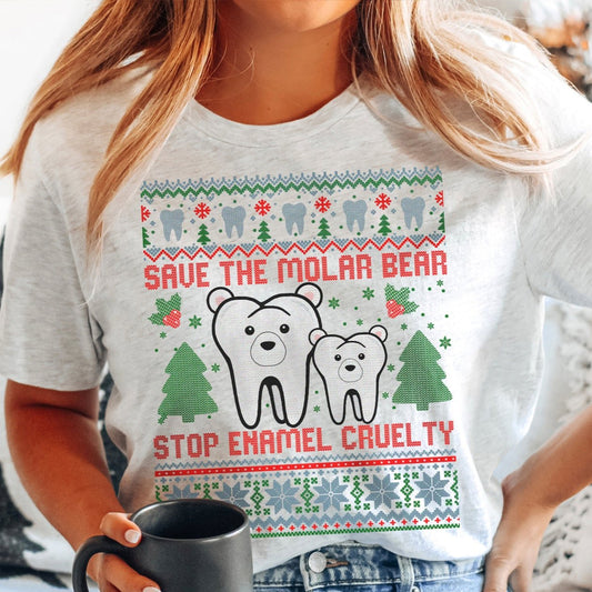 Save the Molar Bear Ugly Christmas T-Shirt